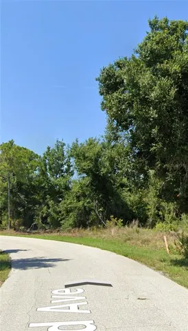 a view of a yard with a tree
