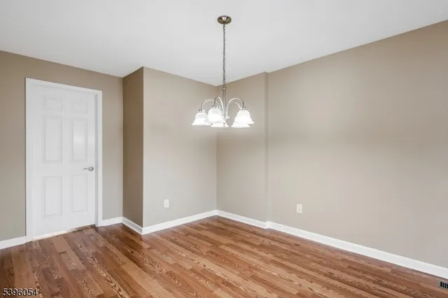 a view of a chandelier in a room