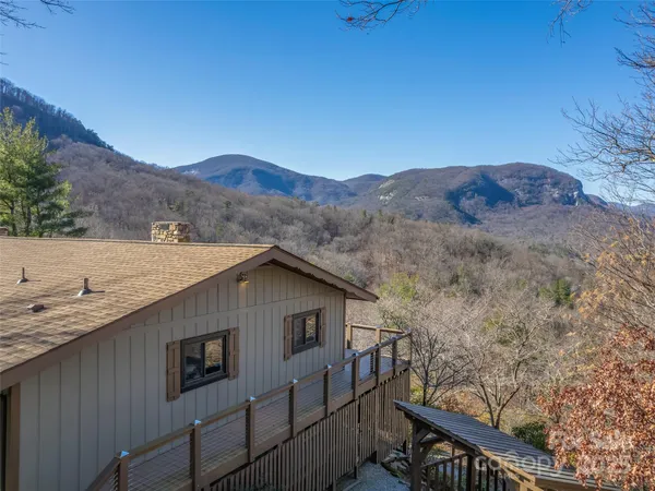 a terrace of a house with mountain view