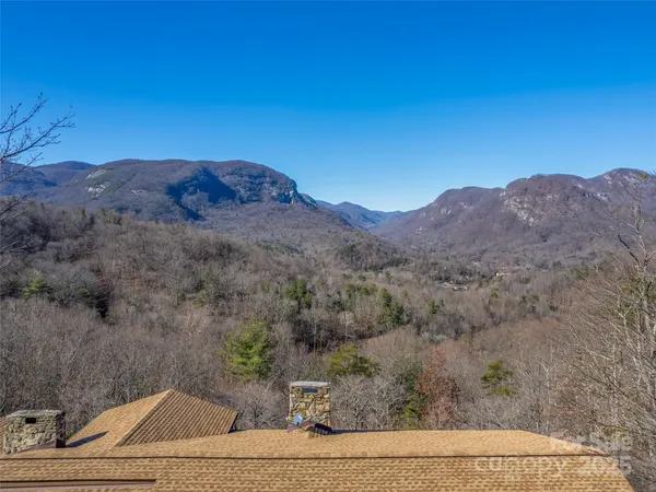 a view of a mountain with a outdoor space