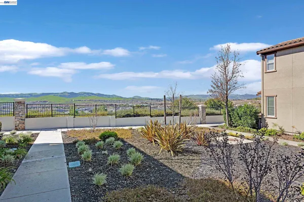 a view of a terrace with a bench