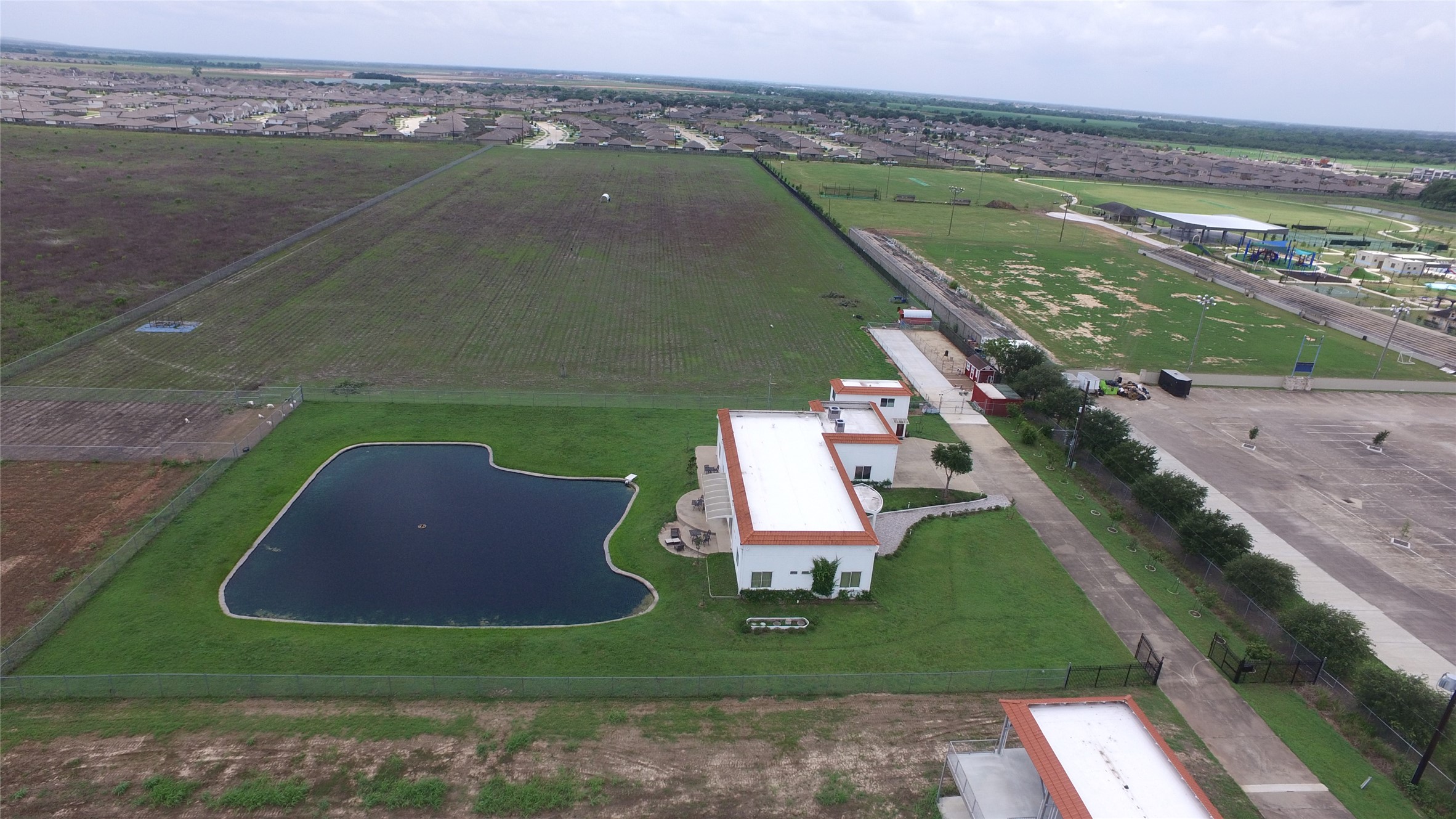an aerial view of a house