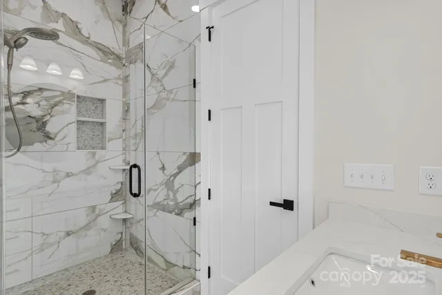 a bathroom with a bathtub