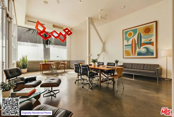 a living room with furniture kitchen and a window