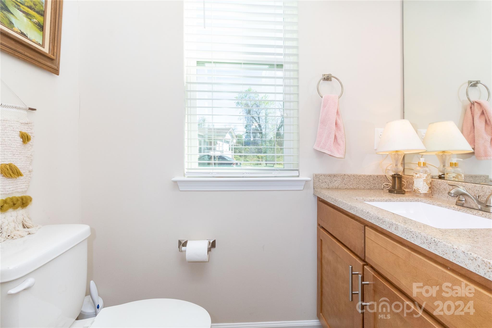 72 Shiloh Road Asheville, NC 28803 - Photo 8 of 15 a bathroom with a granite countertop sink mirror vanity and toilet