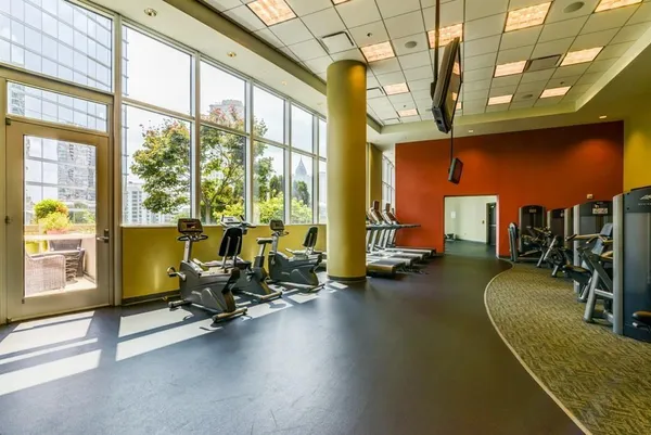 a view of a room with gym equipment