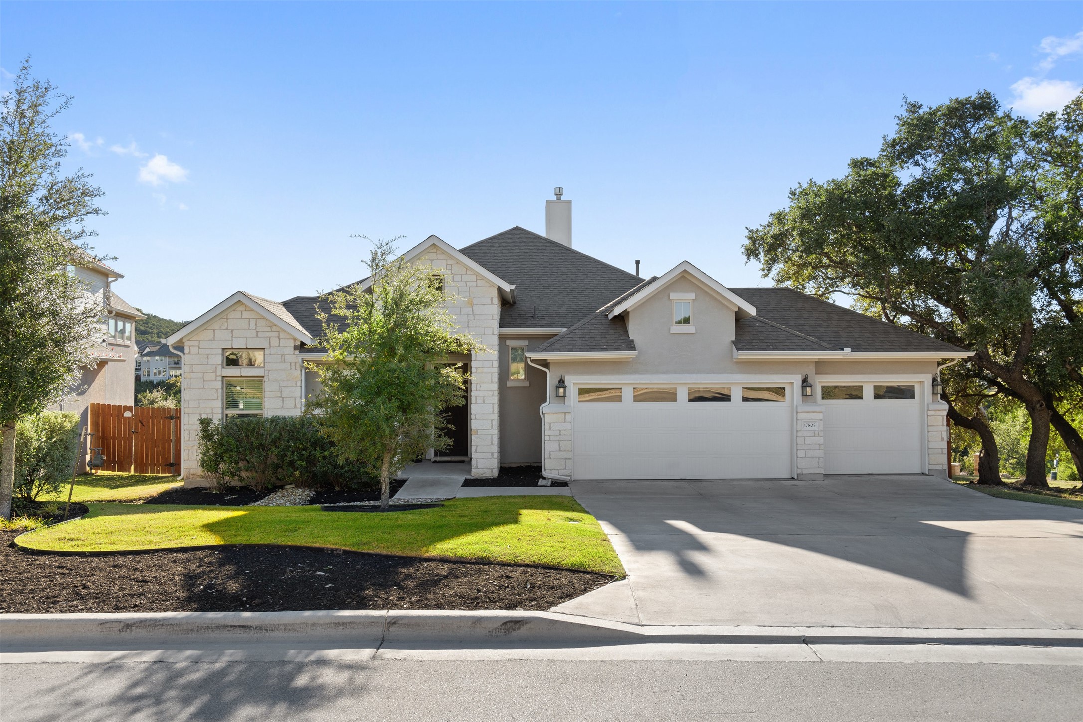 Single story home with a 3-car garage