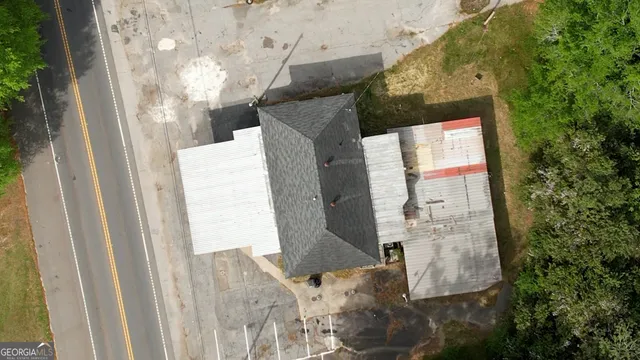 an outdoor view with patio