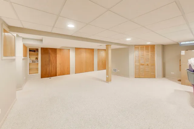 a aerial view of a house with patio