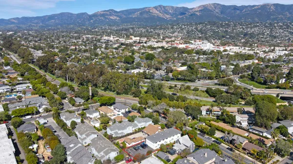 an aerial view of residential house and outdoor space