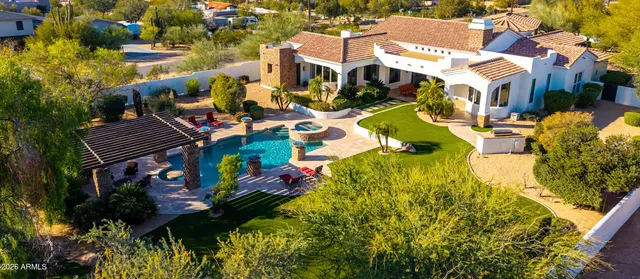 a front view of a house with a patio