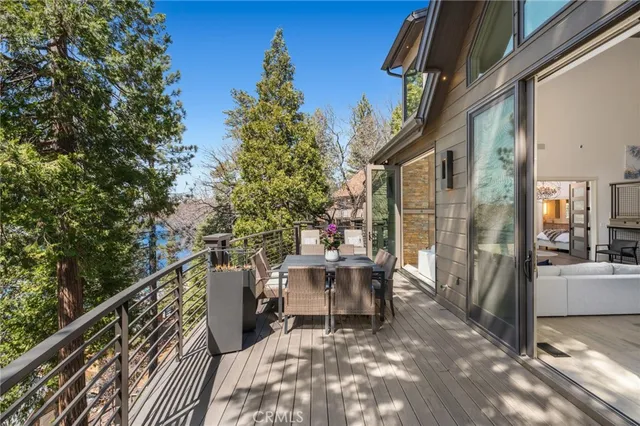 a view of a lake from a balcony