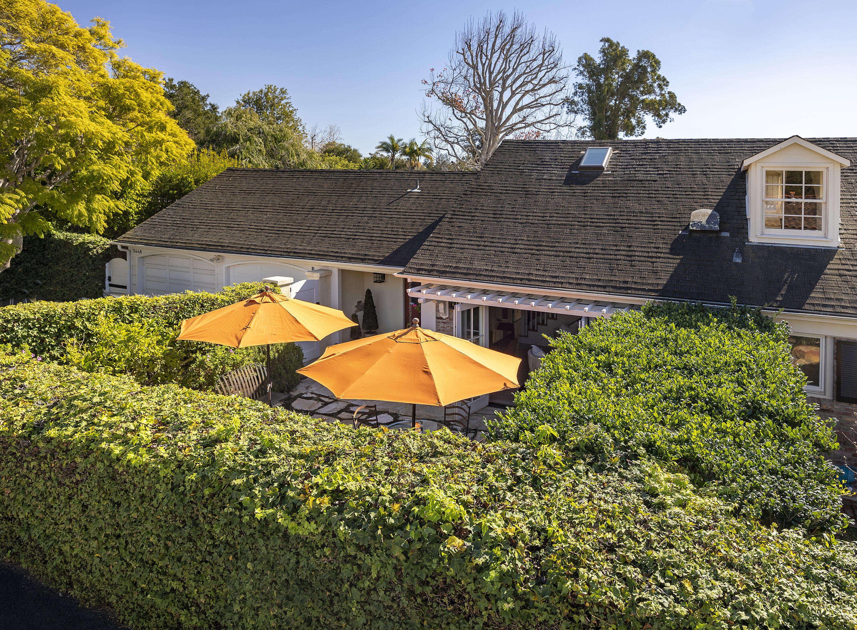 an aerial view of a house