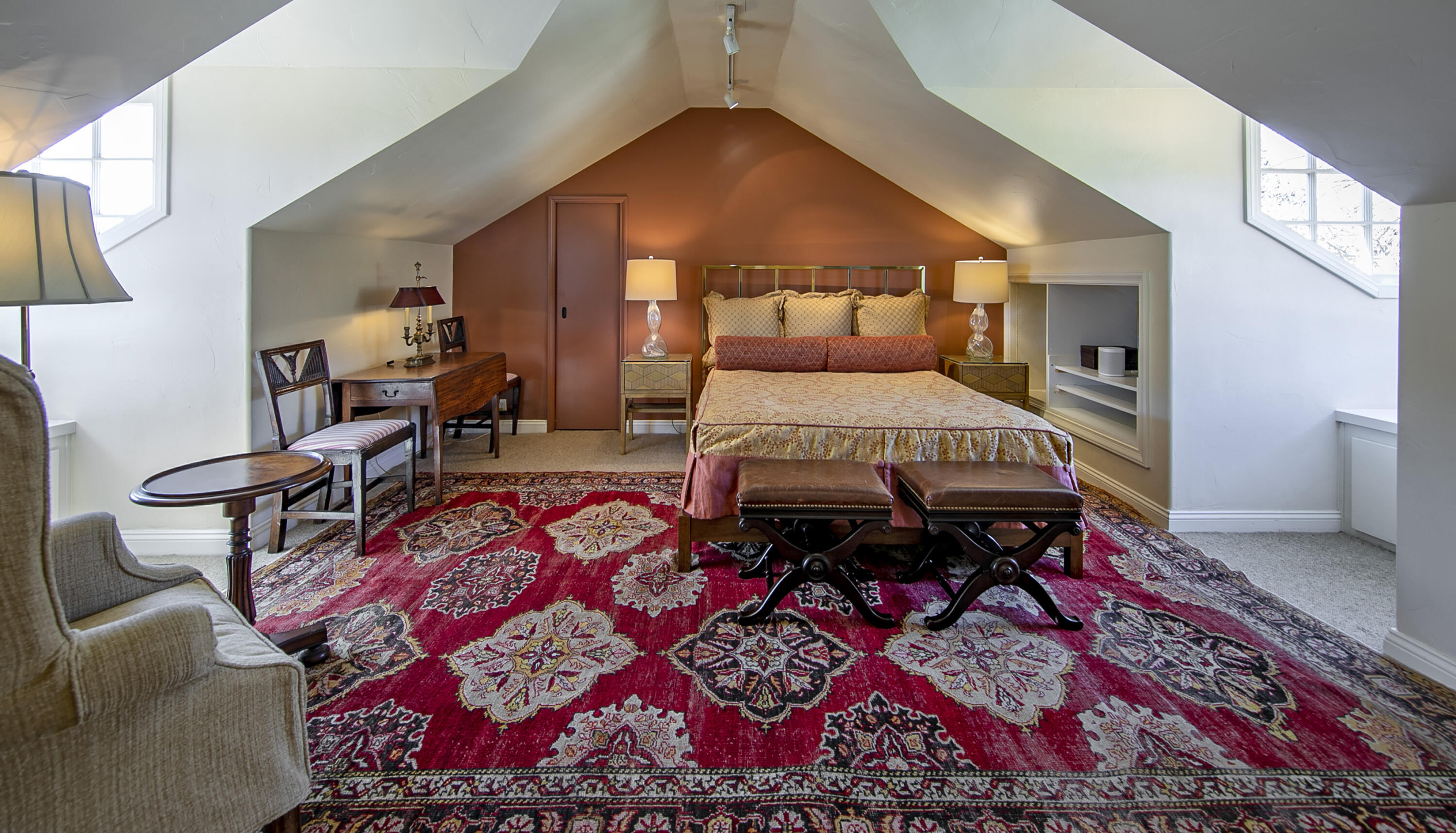 544 San Ysidro Road, Unit B Montecito, CA 93108 - Photo 14 of 18 a bedroom with furniture and a rug