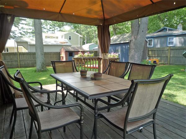 10 Sunset Road Norton, MA 02766 - Photo 20 of 23 a view of a patio with a table chairs and a table