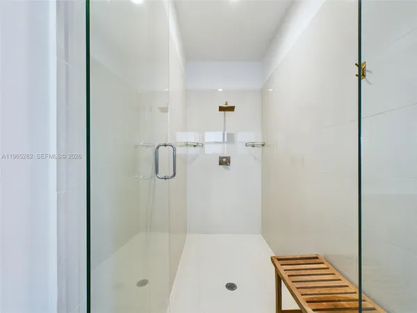 a bathroom with a bathtub