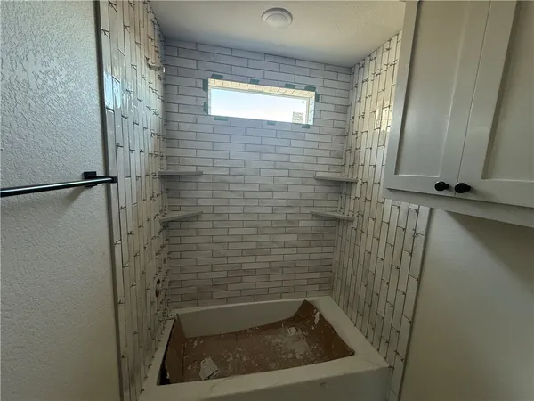a bathroom with a window