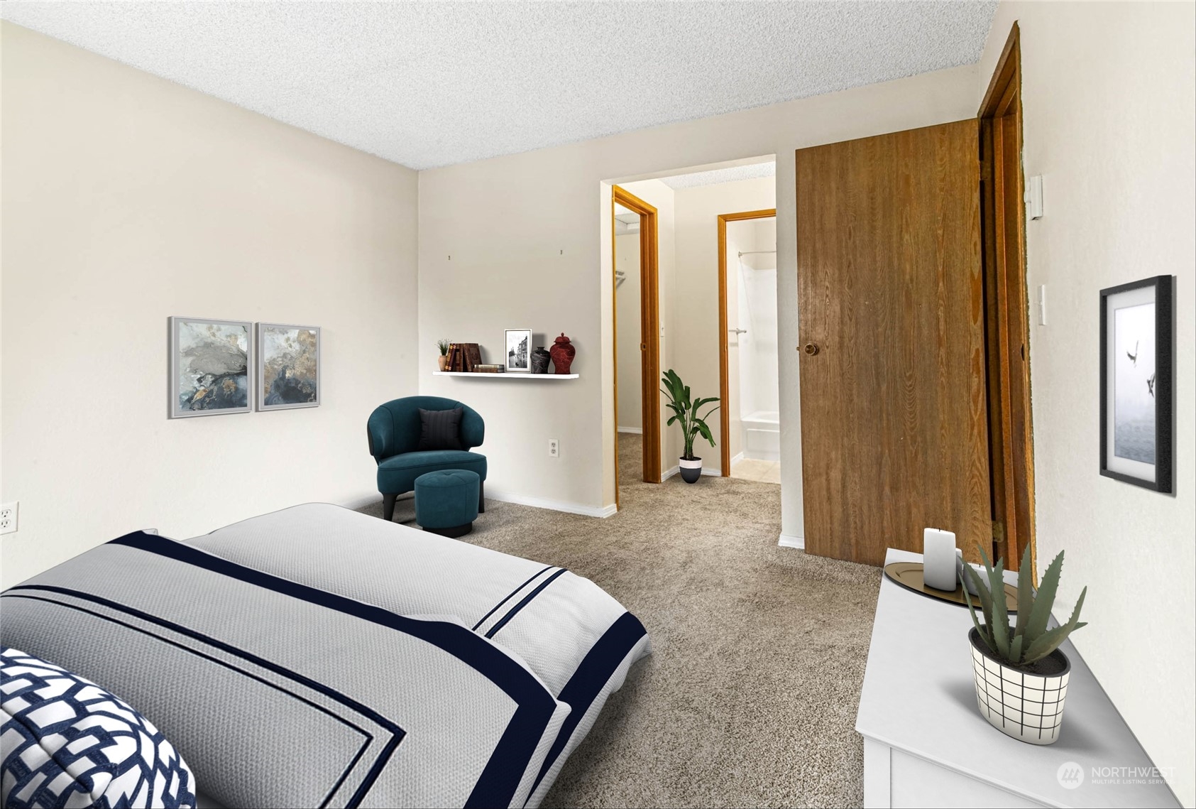 820 Cady Road, Unit A305 Everett, WA 98203 - Photo 8 of 26 a bedroom with a bed and wooden floor