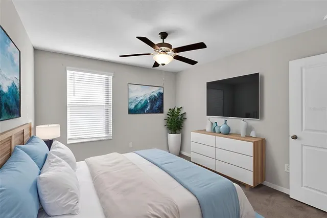 a view of a hallway with windows