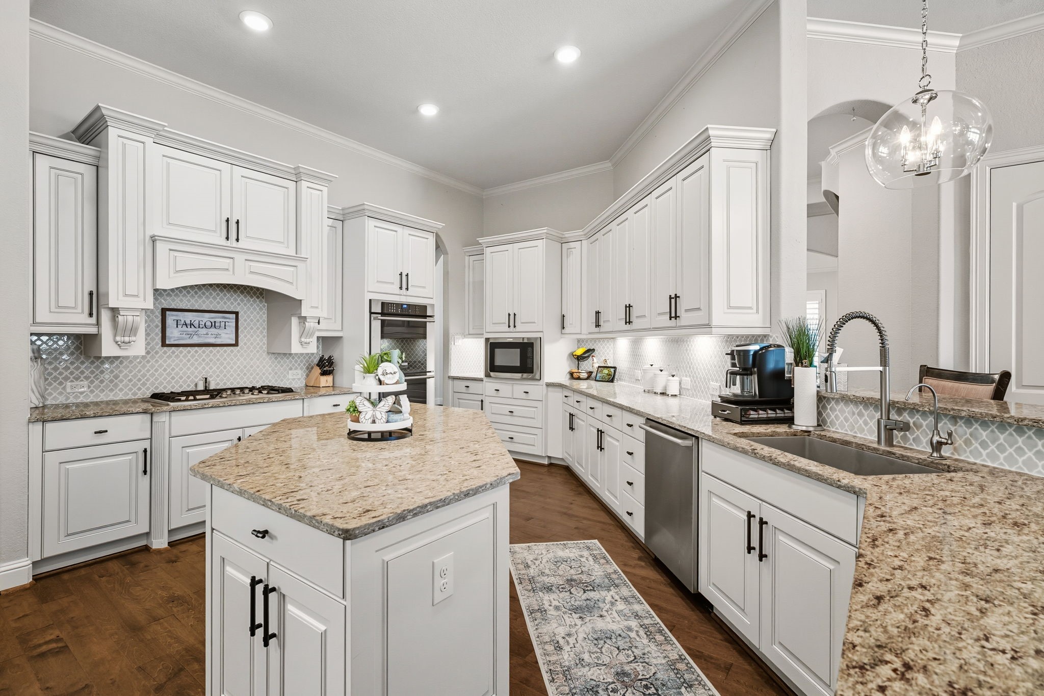 2008 Green Terrace Lane Pinehurst, TX 77362 - Photo 13 of 47 Designer kitchen with granite countertops, lots of cabinets, farmhouse sink, stainless steel appliances, double convection ovens and so much more.