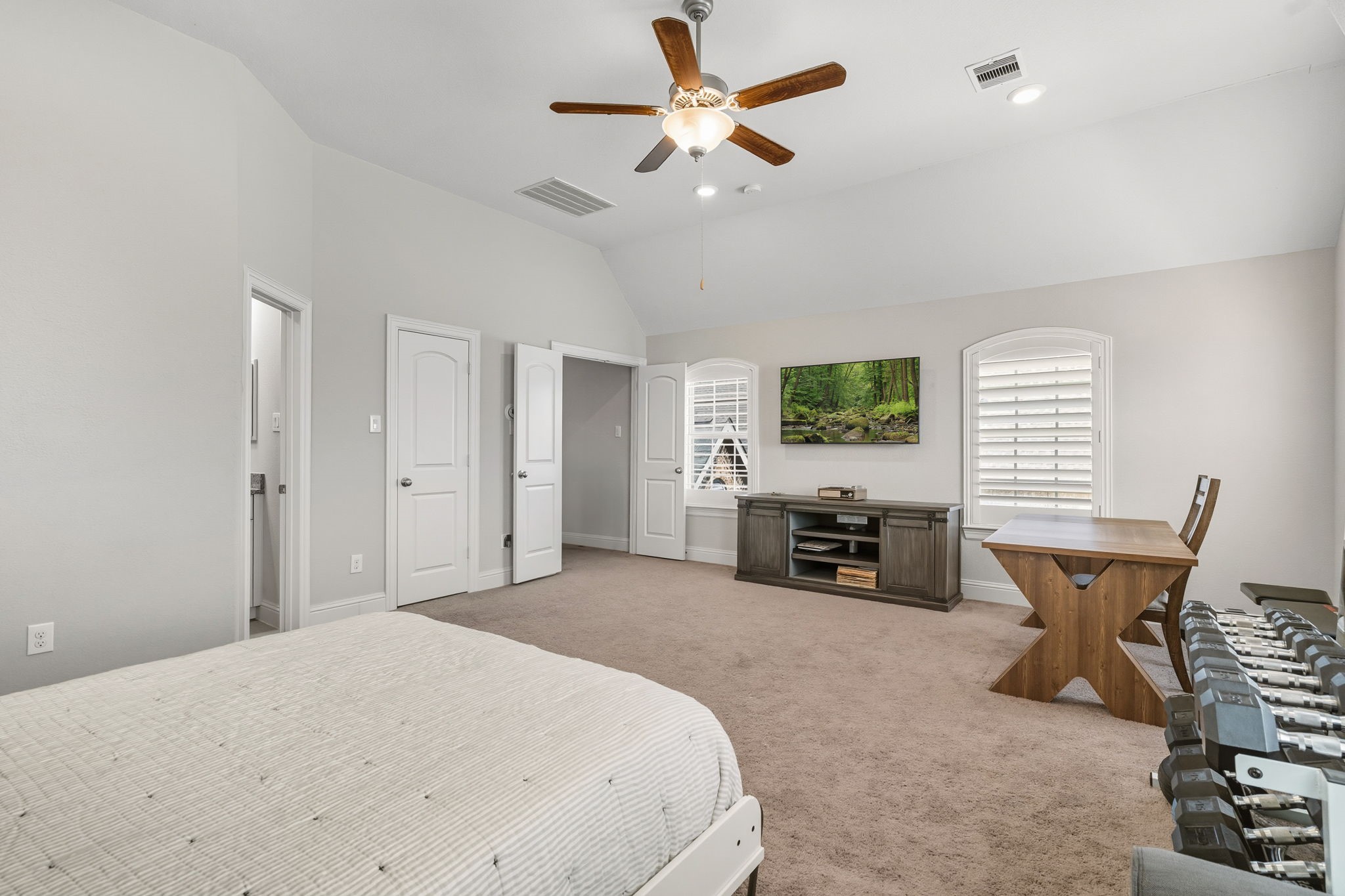 2008 Green Terrace Lane Pinehurst, TX 77362 - Photo 30 of 47 Alternate view of the bedroom. High ceilings, shutters on windows and plenty of room are just a few of the highlights of this room.