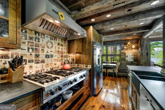 a living room with furniture gym equipment and a table