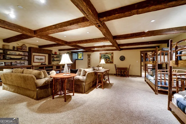 a view of a bench in the garden