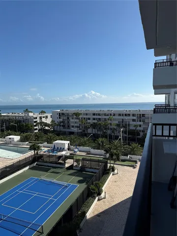 a view of a balcony with city view