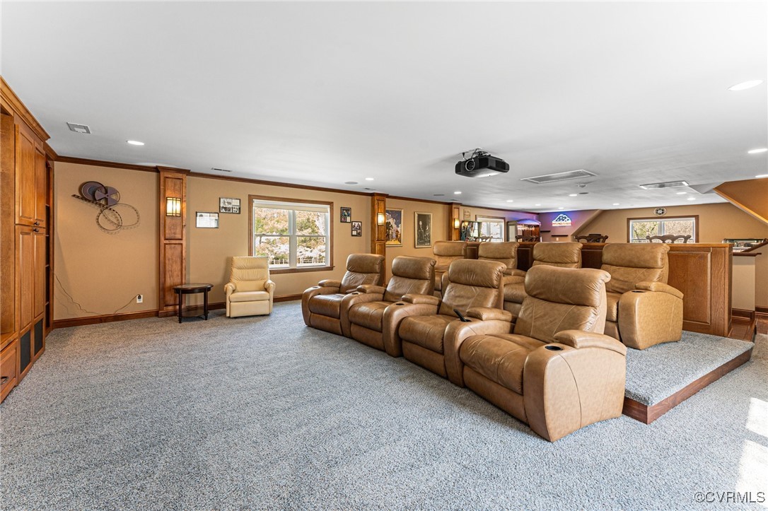 16287 Derby Ridge Road Montpelier, VA 23192 - Photo 49 of 50 Carpeted home theater room with a bar, baseboards,