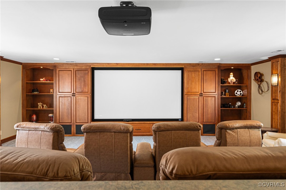 16287 Derby Ridge Road Montpelier, VA 23192 - Photo 50 of 50 Carpeted home theater with crown molding, baseboar