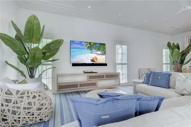 a living room with furniture flowerpot and a potted plant