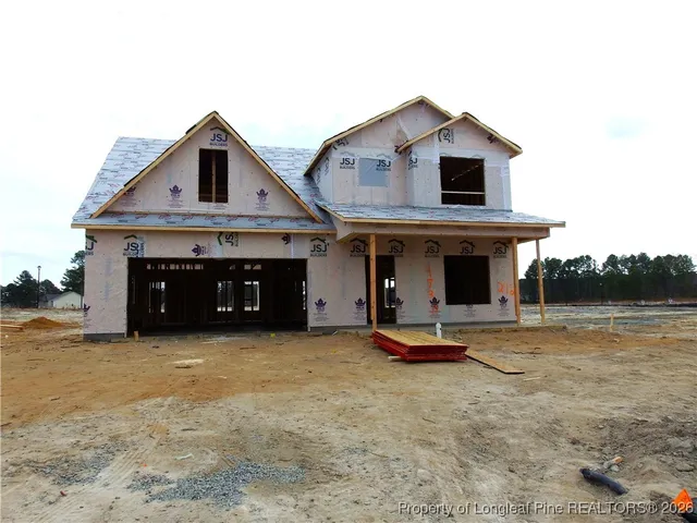 a view of a house with backyard and porch