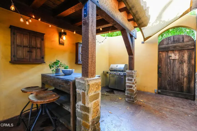 a bedroom with furniture and a bed