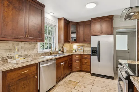 a bathroom with a bathtub