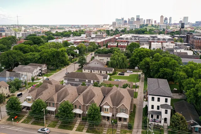 an aerial view of multiple house