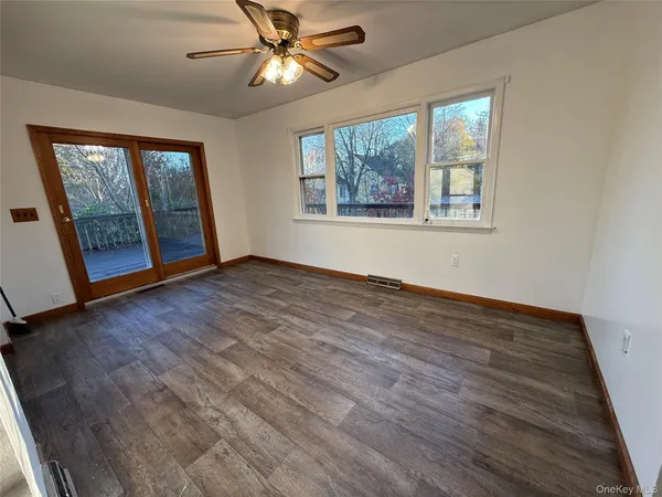 an empty room with windows