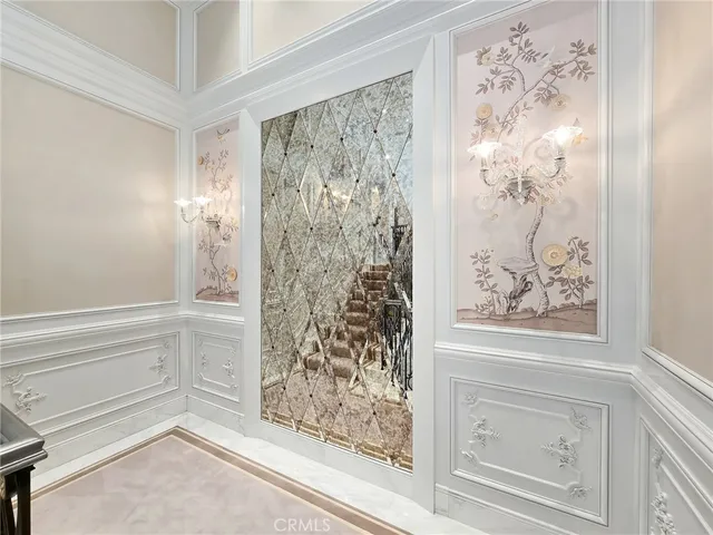 a view of a bathroom with a large window and a shower