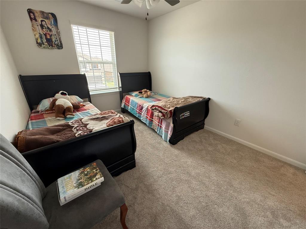 2006 Placerville Street Forney, TX 75126 - Photo 28 of 35 Bright room featuring a window with blinds, a ceiling fan, plush carpet, and white baseboards