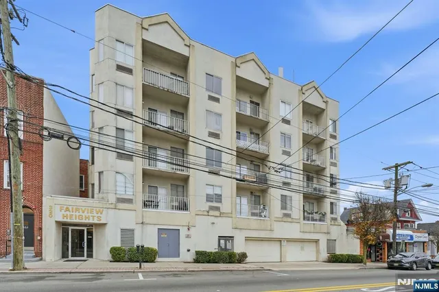 a front view of a multi story building