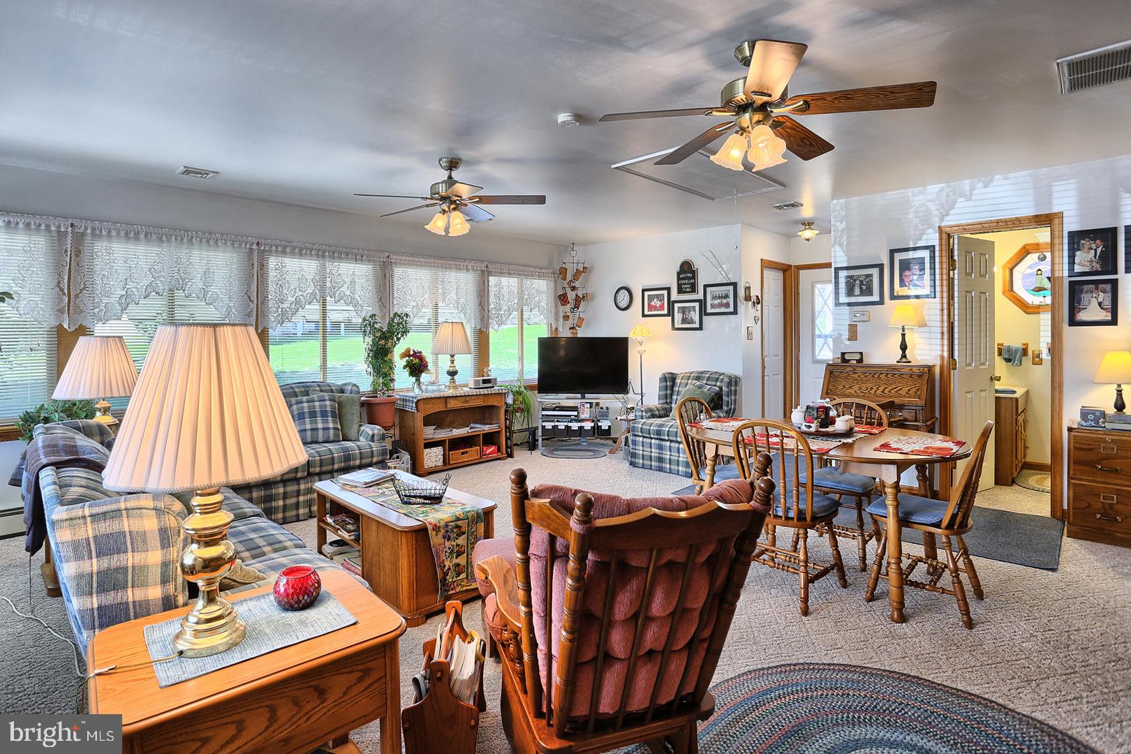 Family Room with 2-ceiling fans
