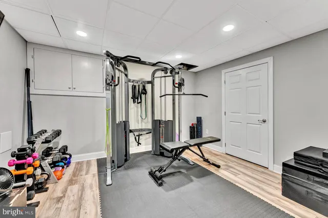 an outdoor space with furniture