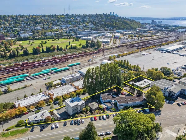 a view of a city with an ocean
