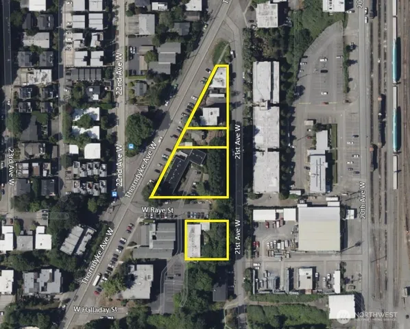 an aerial view of multi story residential apartment building