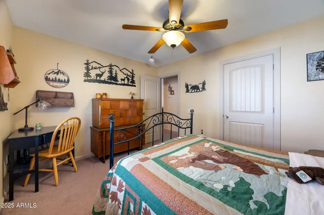 a kitchen with a refrigerator and a table