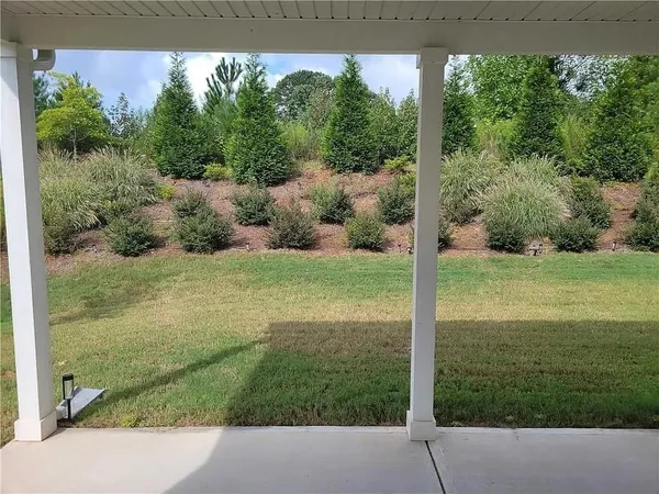 a view of a garden from a window