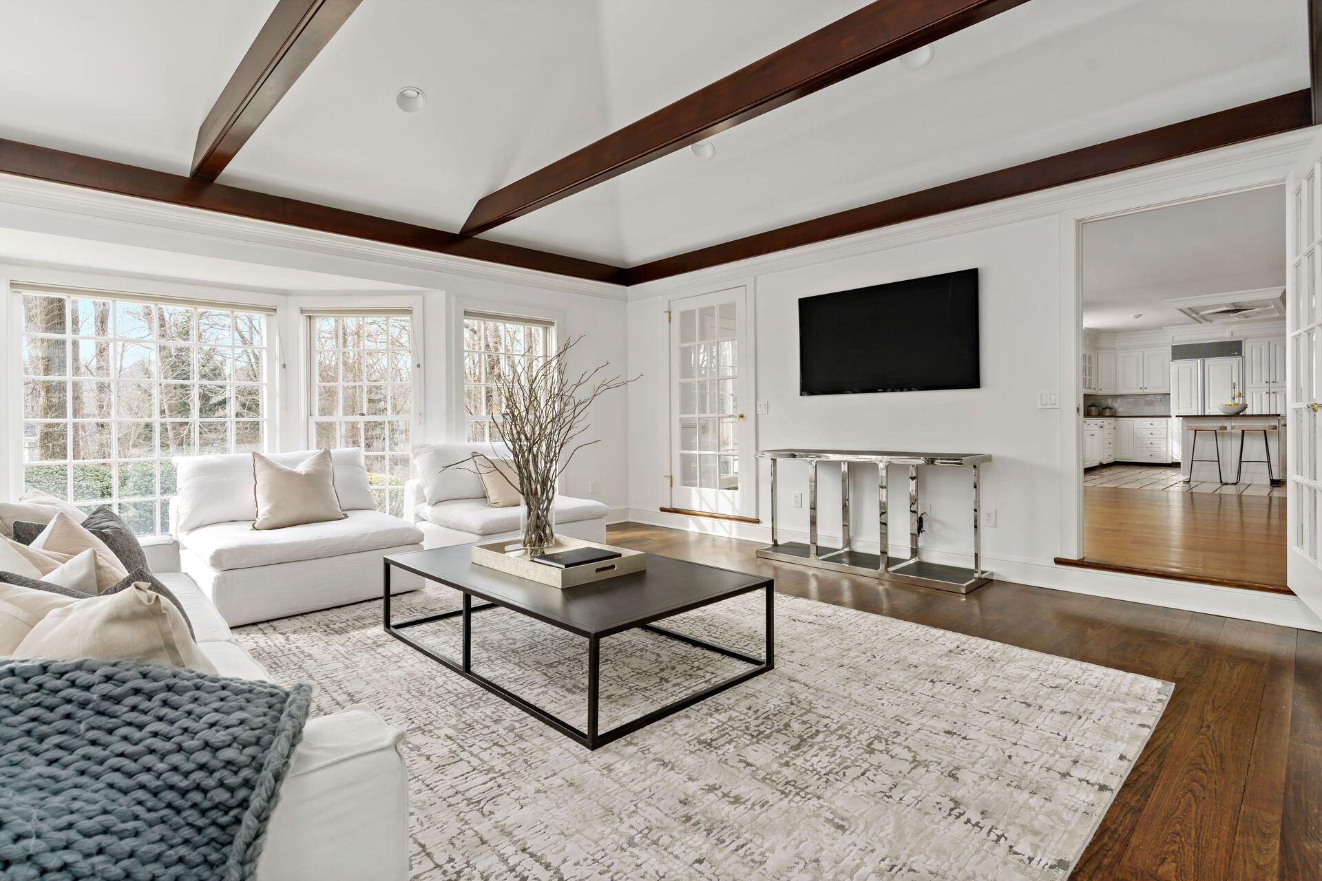 327 Frogtown Road New Canaan, CT 06840 - Photo 14 of 44 Family Room with vaulted ceiling