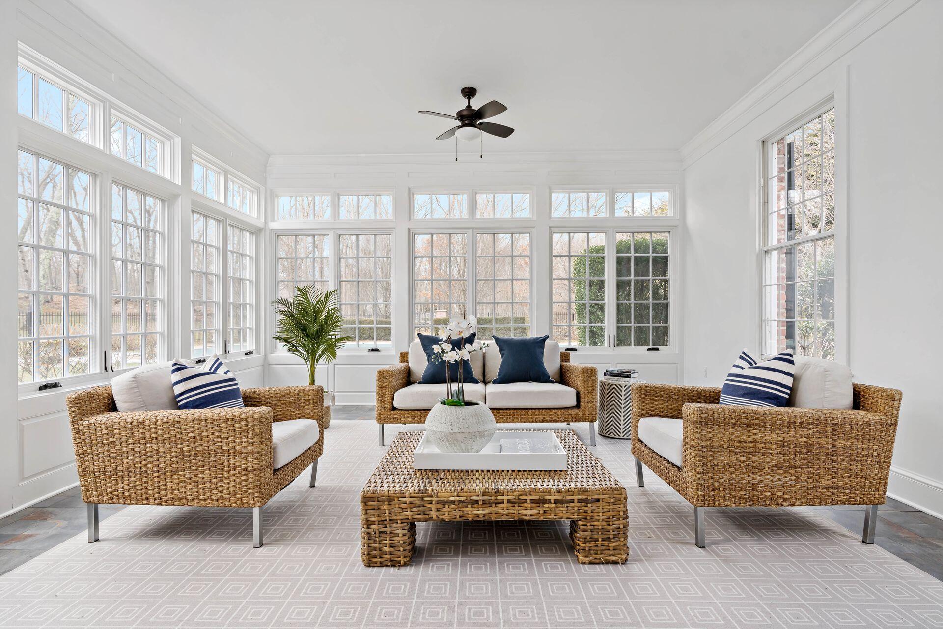 327 Frogtown Road New Canaan, CT 06840 - Photo 7 of 44 Sunroom overlooking Pool