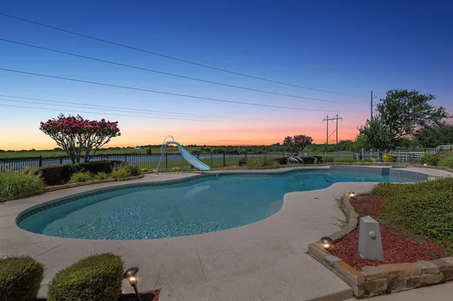 a view of a lake with a outdoor space