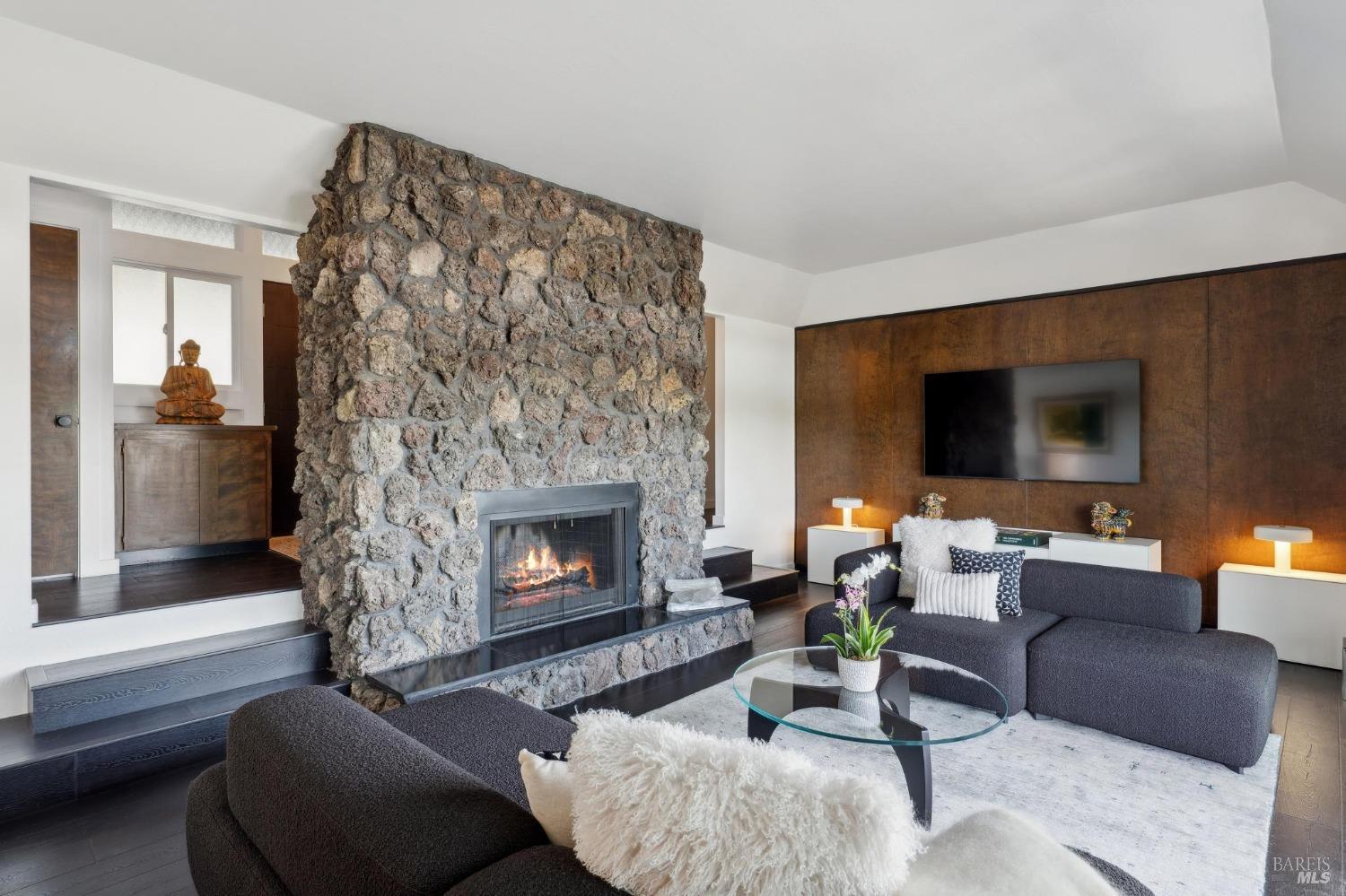3485 Ridgeview Drive Santa Rosa, CA 95404 - Photo 5 of 63 a living room with furniture and a fireplace