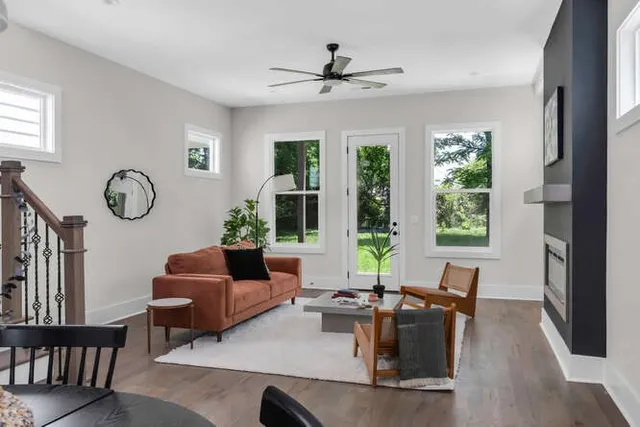 a living room with furniture